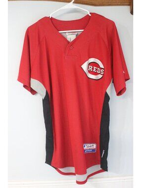 Cincinnati Reds Majestic Authentic Cool Base Jersey Red Black Mens Medium Read